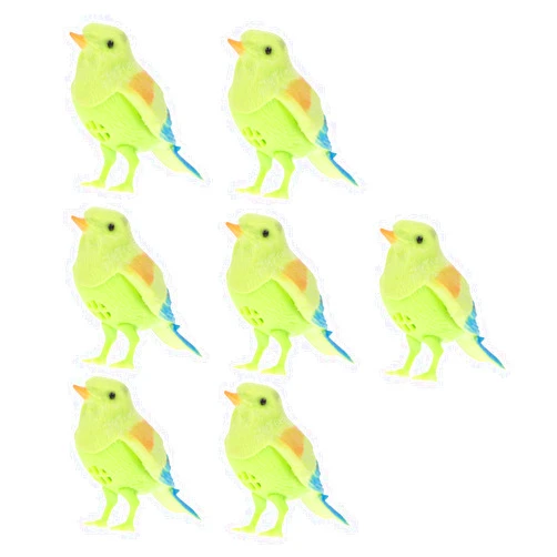 NUOBESTY 7Pcs Singing and Chirping Bird Sound Activated and Battery Operated Parakeet Parrot Cage Toy Electric Voice Control Bird Figurine Toy