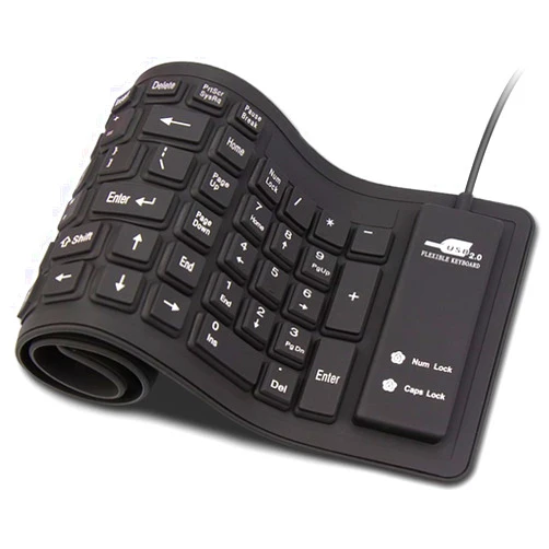 sungwoo Foldable Silicone Keyboard USB Wired Waterproof Rollup Keyboard for PC Notebook Laptop (All Black)
