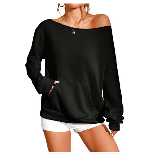 RoseSeek Women's Off The Shoulder Sweatshirts Tops Long Sleeve Pullover Tops Trendy Spring Fall Tops