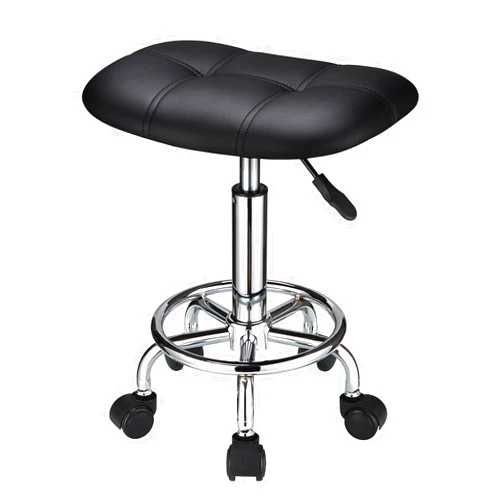 HMTOT Square Rolling Stool with Wheels Height Adjustable Swivel Stools Black