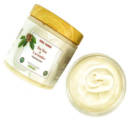 Shea Farms Body Butter Shea Body Moisturizer with Natural Essential Oils to Deeply Nourish, Protect, and Rejuvenate dry Skin - Tea Tree and Lavender 14 oz