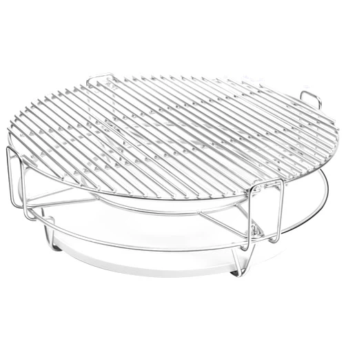 COMVIEE 6 Piece Cooking Grate Replacement Kit for Kamado Joe Classic, Removable Grill Cooking System Expander Rack Parts, KJ-HCG Grate*2, KJ-HDP Half-Moon Ceramic Heat Deflector Plate*2, KJ-FCR KJ-FCR Rack