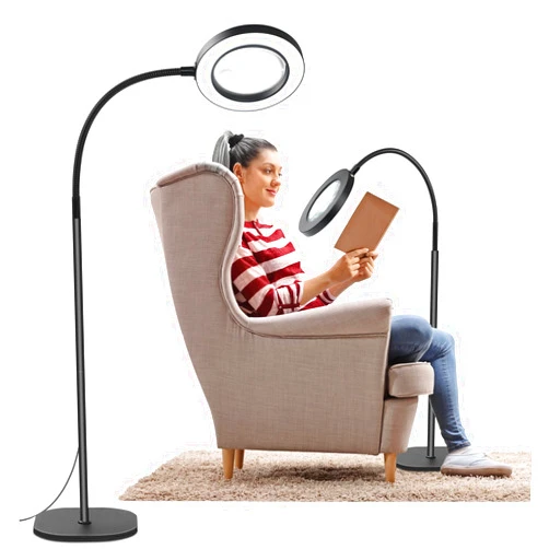 NZQXJXZ 10X 30X Floor Magnifying Glass with Light and Stand, 72 LED Floor Magnifying Lamp, 3 Color Modes 10 Stepless Dimmable Floor Magnifiers for Reading, Sewing, Crafts, Painting, DIY, Close Work