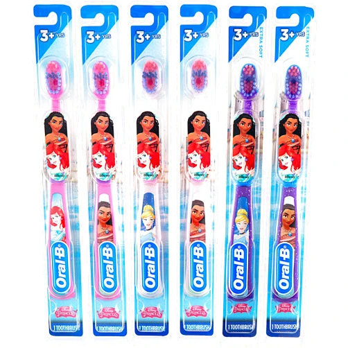 Oral-B New Princess Toothbrush for Little Girls, Children 3+, Extra Soft, Characters Vary - Pack of 6 (Characters Vary)