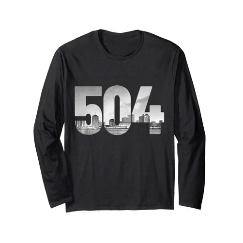 New Orleans 504 Area Code - Louisiana Co. New Orleans 504 Area Code Skyline Louisiana Vintage Long Sleeve T-Shirt