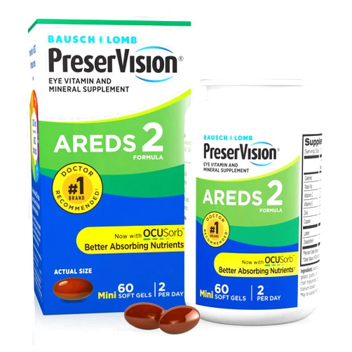 PreserVision AREDS 2 Eye Vitamin & Mineral Supplement, Contains Lutein, Vitamin C, Zeaxanthin, Zinc & Vitamin E, 60 Minigels (Packaging May Vary)