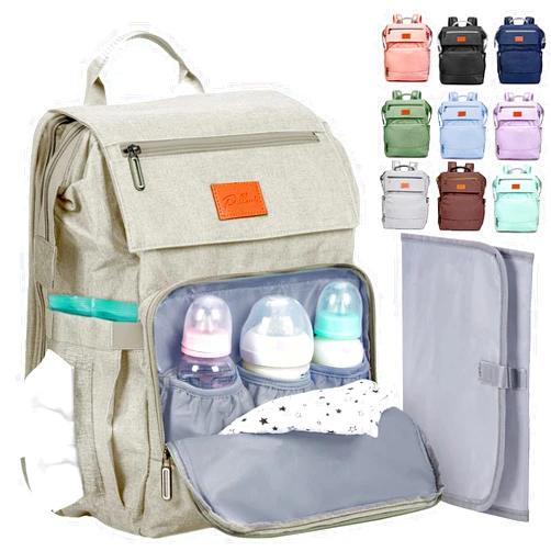 PILLANI Baby Diaper Bag Backpack - Baby Bag for Boys & Girls - Diaper Backpack - Large Travel Diaper Bags w/Changing Pad - Baby Registry Search & Baby Shower Gifts - Newborn Baby Essentials Must Haves