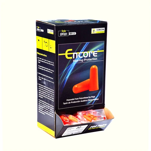Cordova Safety Products Encore Disposable Noise-Cancelling NRR 32 Foam Ear Plugs, Orange (200 Pairs) 200-Pair Disposable Ear Plugs