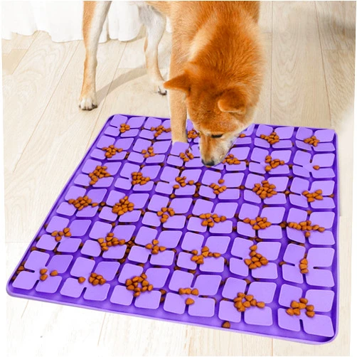 Femont Silicone Snuffle Mat for Large Dogs,Slow Feeder Lick Mat for Pet Slow Down Eating,Encourages Natural Foraging Skill,Relieving Stress,Interactive Feed Game Toy for All Breed Dogs(Purple)