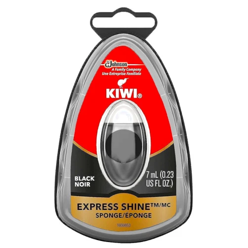 KIWI Express Shoe Shine Sponge | Leather Care for Shoes, Boots, Furniture, Jacket, Briefcase and More | Black, 0.23 Fl Oz (Pack of 1)