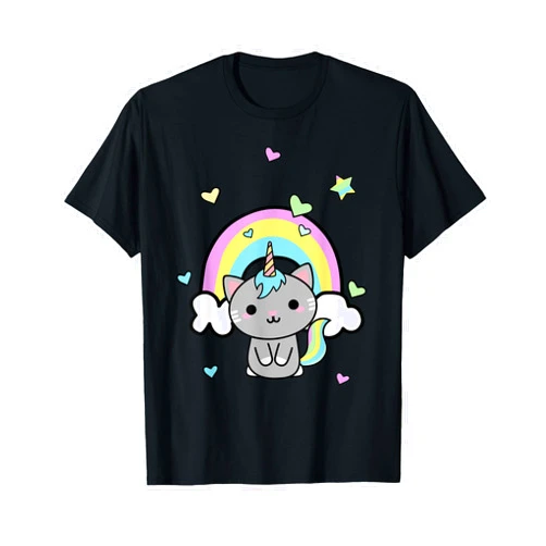 Cute Women Men & Kids Unicorn Animal Unicorn Cat Rainbow Cute Gift T-Shirt