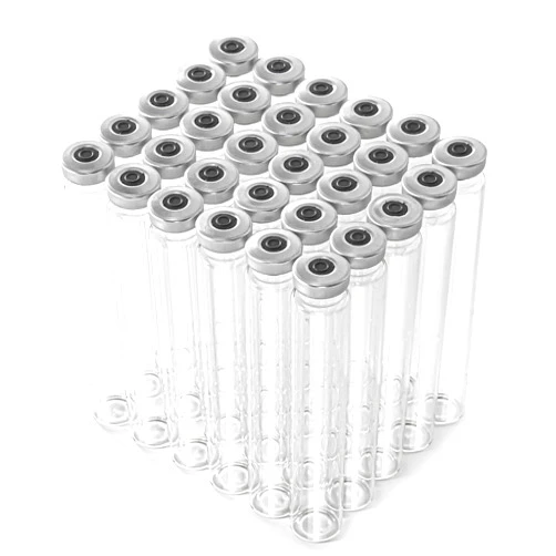 BKMAMLAB 30pcs 30ml Sealed Sample Vials，Clear glass vials，with Self Healing Injection Port, Transparent Sealed vial
