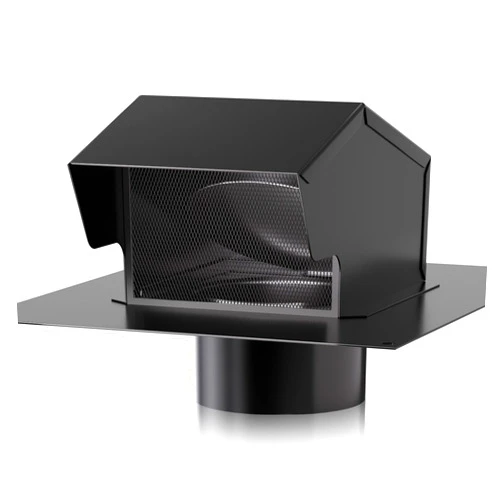 Hon&Guan Roof Vent Cap - Hon&Guan 6 Inch Roof Vents for Houses Galvanized Steel 6'' Exhaust Vent Wall Vent with Damper for Ventilation System, Black