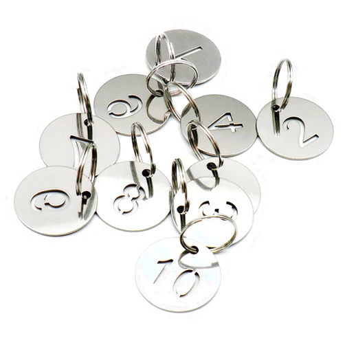 Qusmeiyici Stainless Steel 1-10 Numbered Key Tags with Labels - Coat Check & House Locker Key ID Tags