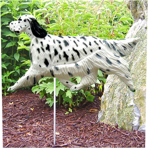 Michael Park Woodcarver English Setter Outdoor Garden Dog Sign Hand Painted Figure Blue