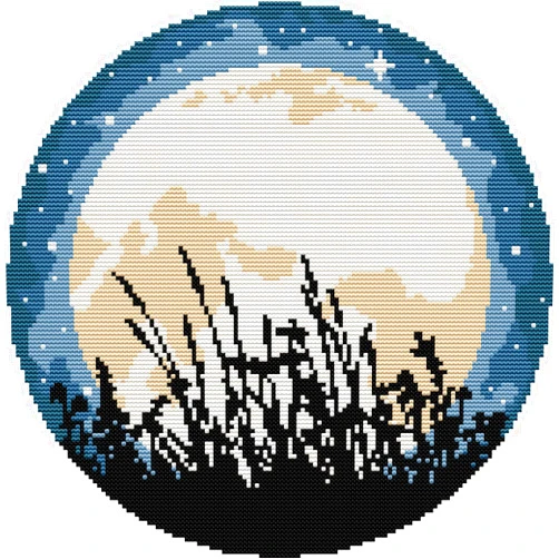 Svarog Stamped Cross Stitch Kits Beginners Full Range of Embroidery Patterns Starter Kits for Adult or Kids DIY Cross Stitches Needlepoint Kits 14CT-Full Moon 12.2x12.2 inch