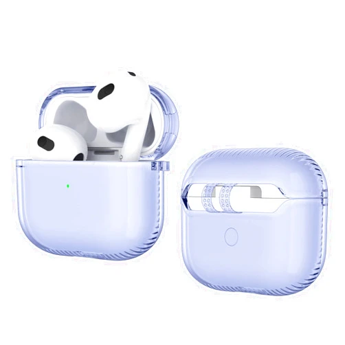 EBIZCITY Designed for Airpods 3rd Generation Case with Keychain, [Anti-Yellowing Technology] Protective Clear Case for Airpods 3 Case Cover (2021) - Purple
