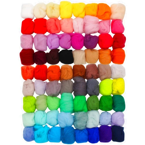 Coitak 72 Colors Fibre Wool Yarn Roving for Needle Felting Hand Spinning DIY Craft Materials