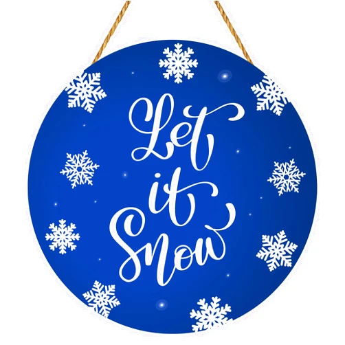 YUNKKIN Winter Wreaths for Front Door Winter Decor Blue Winter Door Decorations Let It Snow Sign Winter Door Sign Wooden Winter Door Hanger for Front Door Wall Indoor Home Decor