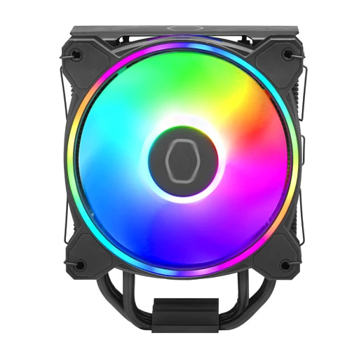 Cooler Master Hyper 212 Halo CPU Sink - Black Aluminum Finish, 4 Heat Continuous Direct Contact Pipes with Fins, MF120 Halo2 ARGB Fan, ARGB Detects, LGA1700 and AM5 Support - Black
