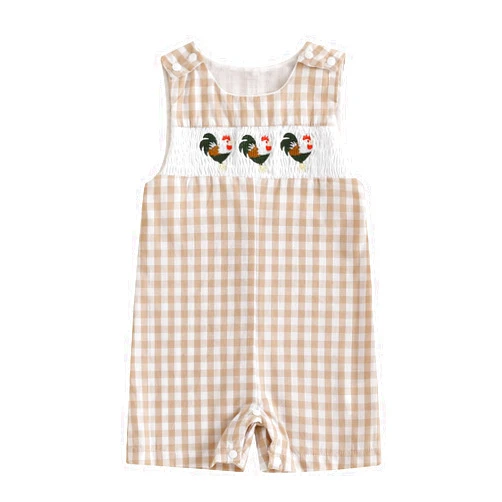 Thilsidee Infant Baby Boy Girl Overalls Outfit Sleeveless Farm Romper Plaid Straps Jumpsuit One Piece Playsuit Summer Clothes