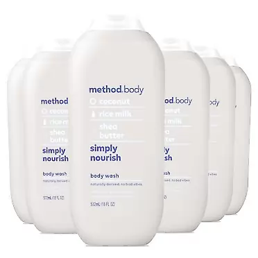 Method Body Wash, Simply Nourish, 18 oz, 6 pack, Packaging May Vary