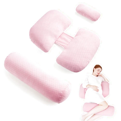 TokSay Pregnancy Pillows for Sleeping, Soft Maternity Body Pillow for Side Sleeper, Support for Back, Legs, Belly, Adjustable Travel Pregnant Women Pillow (Pink)