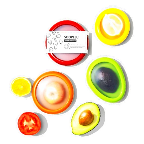 SOOPLEU Avocado Saver and Tomato Holder - Set of 4 Reusable Storage Containers for Fridge - Ideal for Garlic, Onions, Lemons, and Potatoes