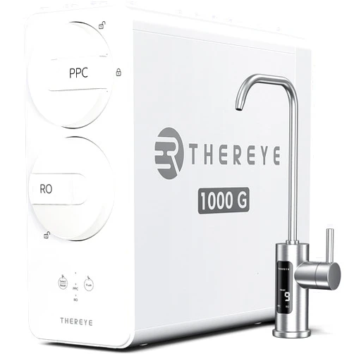 Thereye 8 Stage Reverse Osmosis System, 1000 GPD Tankless Reverse Osmosis Water Filter, Under Sink RO Water Filtration System, Reduce PFAS & TDS, Smart LED Faucet, 2:1 Pure to Drain, White