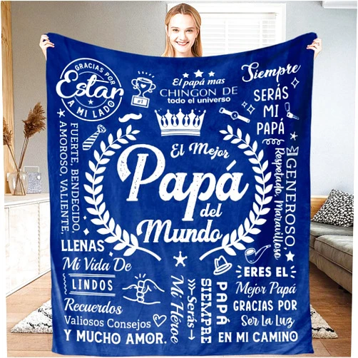 NAREDA Gifts for Dad Blanket, Regalos para Papa, El Mejor Papa Del Mundo, Regalos para Papa De Cumpleaños, Personalizado Manta, Regalos para El Dia Del Padre, Mexican/Spanish Dad Gift Blanket
