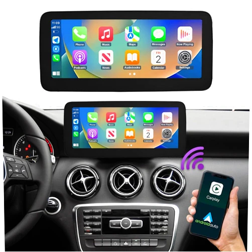 NINETOM 10.25 inch Touchscreen Wireless CarPlay Android Auto Multimedia Car Radio Receiver for Mercedes Benz GLA CLA A Class C117 X117 X156 with NTG4.5/4.7 System (2013-2015)