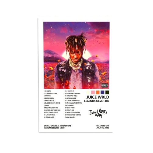 CHAUE Legends Never Die Album Cover Poster for Bedroom Aesthetic Canvas Art Wall Decor 12x18inch(30x45cm)
