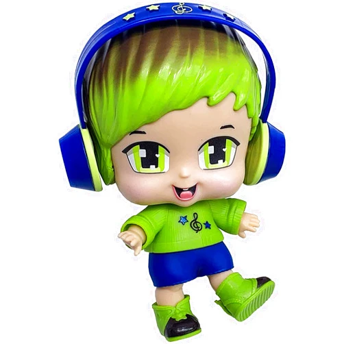 Boxy Babies Season 1 Collectible Fashion Toys - Baby Boy Green Hair Charlie Doll with Headphone Accessory - 2 Unboxing Boxes Included with Surprise Clothes and Accessories Inside
