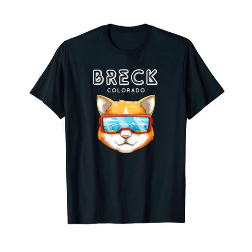 USA Ski Cat Breck Colorado Gift Breck Colorado - Funny Ski and Snowboard Cat T-Shirt