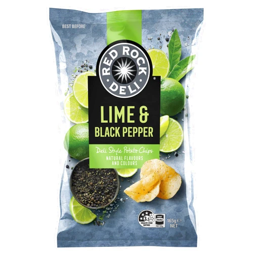 Red Rock Deli Lime And Pepper Potato Chips 165gm