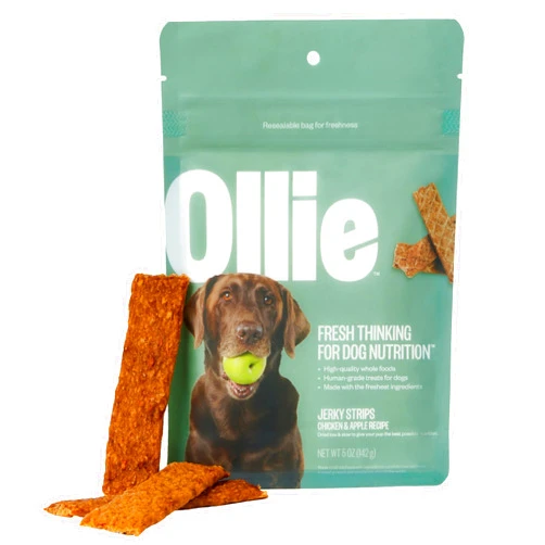 Ollie Chicken and Apple Recipe Jerky Dog Treats - Dog Jerky Treats All Natural - Healthy Dog Treats - Chicken Jerky for Dogs - Real Meat Dog Treats 5 Oz.