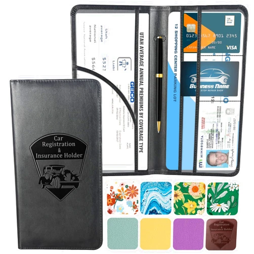 CoBak Car Registration and Insurance Holder - Vehicle Glove Box Car Organizer, Auto Truck Comparment Accessories Case for Essential Document, Driver License, Cards