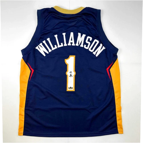 HOFSM.COM Hall of Fame Sports Memorabilia Facsimile Autographed Zion Williamson New Orleans Blue Reprint Laser Auto Basketball Jersey Size Men's XL