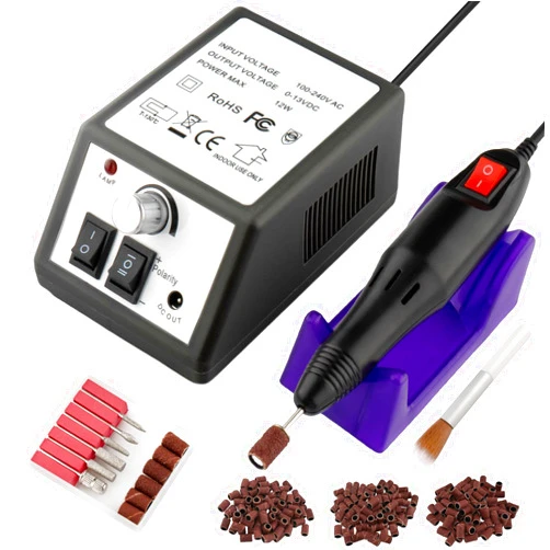 ANGLECHAT Professional Electric Nail Drill Machine Nails File Manicure Pedicure Set for Acrylic Gel Dip Powder Art Shape Remover Tool Polisher Grinder Low Noise with 6 Drill Bits 156pcs Sanding Bands (Black)