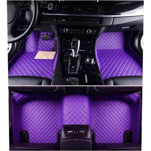 MOUPL Custom Car Floor Mats for 99% of Cars, Trucks, and SUV Waterproof Leather Automotive Vehicle Specific Floor Liner Car Accessories (Purple car mat)