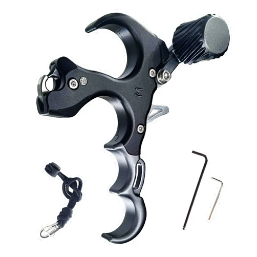 Xxiaojun Compound Bow Aid Releaser with Wrist Straps and Adjustment Tool,Archery Release Aids with 4 Thumb Release Adjustable,Aluminum Alloy Aids.for Left and Right Handers.