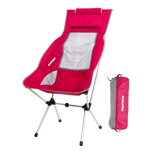 MARCHWAY Lightweight Folding High Back Camping Chair with Headrest, Portable Compact for Outdoor Camp, Travel, Picnic, Festival, Hiking, Backpacking (Highback Red)