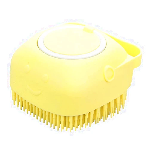 Generic Pet Bath Massage Brush Puppy Dog Cat Grooming Cleaning Soft (Yellow)
