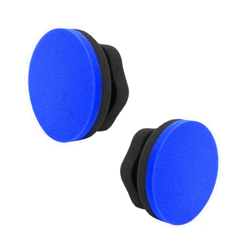 Suvnie 2 PCS Tire Hex Grip Dressing Applicator, Round Shape Car Polishing Foam Applicator Pad, Reusable Auto Wheel Tire Shine Detailing Sponge for Waxing, Buffing, Coating (Blue, Large Flat)