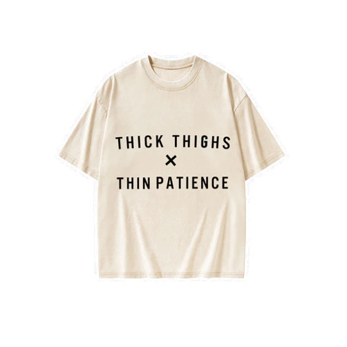 IRON PANDA Thick Thighs Thin Patience Vintage Gym Shirt-Workout T-Shirt for Women, Funny Fitness Apparel, Soft Cotton Tee for Running