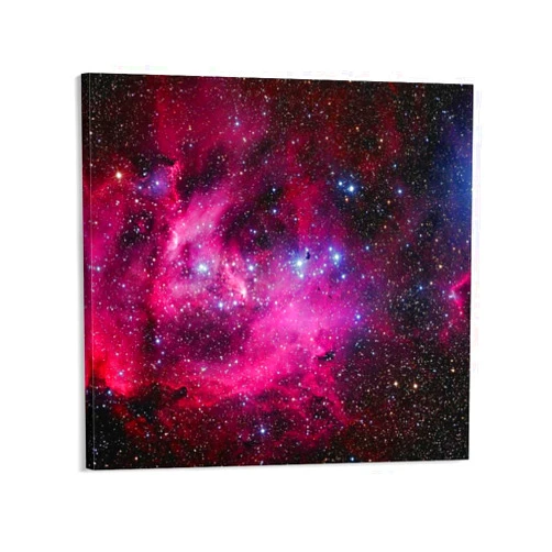 Zenladen022 Nebula Red Galaxy Canvas Hanging Pictures Square Wall Art Painting for Home Farmhouse Gallery 20x20inch(50x50cm)