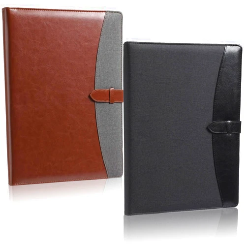 Eersida 2 Pcs Padfolio Portfolio Folder 3 Ring Binder Business Portfolio Folder Leather Padfolio with Refillable Lined Notepad Interview/Conference Document Organizer for Women/Men(Black, Brown)