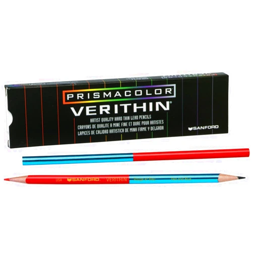 Prismacolor Verithin Colored Pencil, Red/Blue, 12 Count