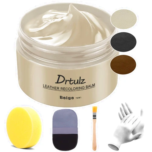 Drtulz Beige Leather Recoloring Balm, Leather Color Restorer Conditioner, Leather Repair Kits for Vinyl Furniture, Sofa,Couches, Car Seats, Shoes…