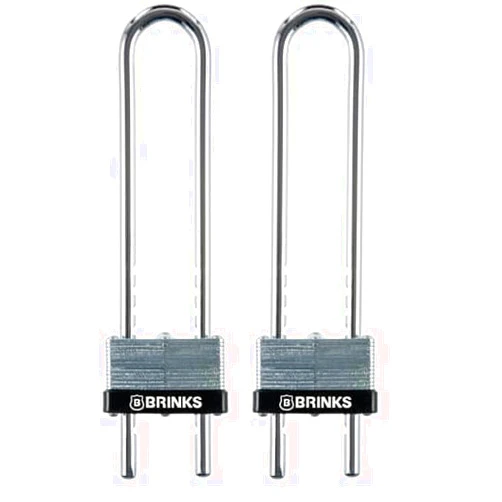 BRINKS - 44mm Laminated Steel Keyed Padlock with Adjustable Shackle - Chrome Plated with Hardened Steel Shackle (Pack of 2)